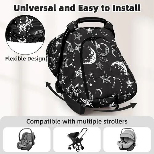 Vista 2 de GFU - Funda de asiento de coche de invierno para bebé, cubierta cálida para asiento de automóvil para bebés, toldo universal para asiento