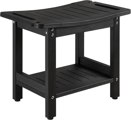 Vista 11 de Taburetes de ducha resistentes, bancos de ducha para ducha interior, banco de ducha de plástico de madera de polietileno impermeable, taburetes