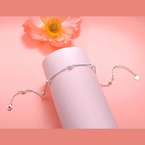 Vista 4 de Daochong - Tobillera de plata esterlina S925 ajustable, para mujer