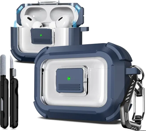 Vista 67 de R-fun Funda de carga compatible con AirPods de 2ª generación 2019, 1ª generación 2016, protección completa contra caídas, tapa desplegable