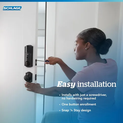 Vista 7 de Schlage Connect BE469ZP CEN 716 - Cerradura de seguridad inteligente con alarma incorporada, moldura Century en bronce envejecido