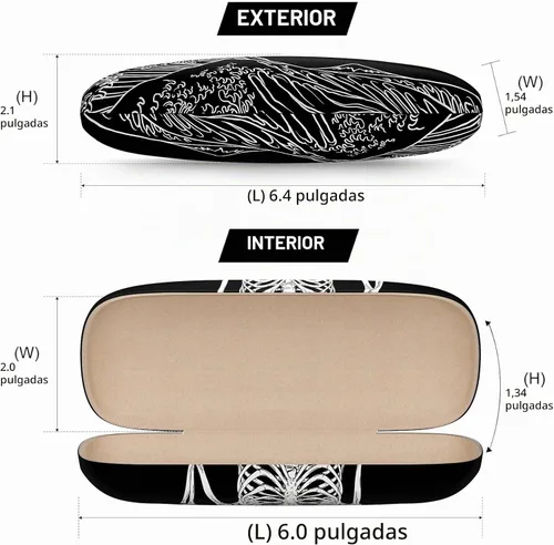 Vista 2 de Funda para gafas, funda protectora de carcasa rígida para gafas, unisex para mujeres y hombres Paquete de 3-Negro