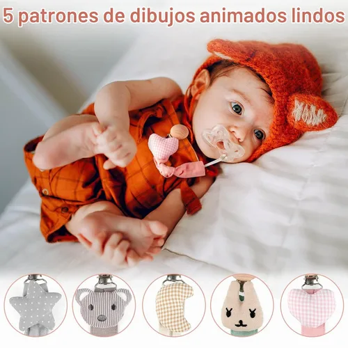 Vista 6 de Pinzas para chupete – Paquete de 5 soportes para chupete para bebés niños y niñas – Cuentas de dentición Soothie Binky Clips mordedores – La mejor