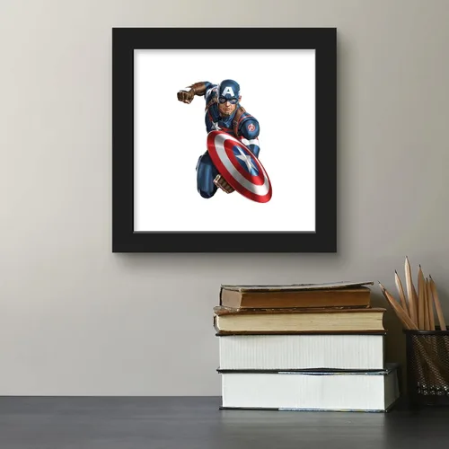 Vista 5 de Trends International Gallery Pops Marvel Comics Avengers - Póster de pared de Capitán América, 12 x 12 pulgadas, versión enmarcada en negro Versión
