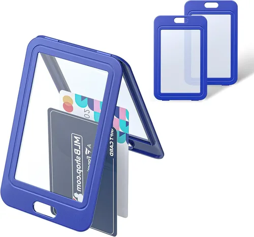 Vista 20 de Uniclife Paquete de 3 Portacarnet Deslizante con Ventanas de Doble Cara Funda Vertical de Plástico Duro Negro Bolsa Protectora de Tarjetas