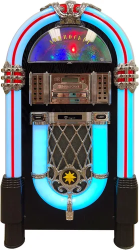 Vista 10 de Arkrocket Jukebox reproductor de discos de vinilo de tamaño completo Bluetooth USB SD Reproductor de CD Radio, tocadiscos retro clásico Jukebox