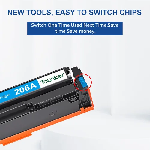 Vista 4 de Tounker Paquete de 4 cartuchos de tóner 206a compatibles con HP 206A 206X para HP Color Laserjet pro MFP m283fdw M283cdw Pro M255dw M283dw M283 M255