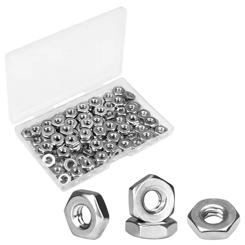 Vista 14 de 200 piezas M4-0.7 Tuerca hexagonal, Tuercas de acero inoxidable 304, M4x0.7mm de accionamiento hexagonal, Tuerca hexagonal métrica de rosca gruesa