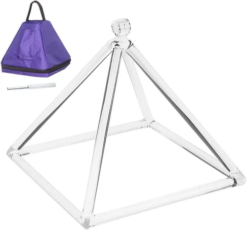 Vista 9 de Pirámide de cristal de cuarzo de 6 pulgadas con estuche de transporte Ezquisite, instrumento musical curativo para meditación de sanación de sonido