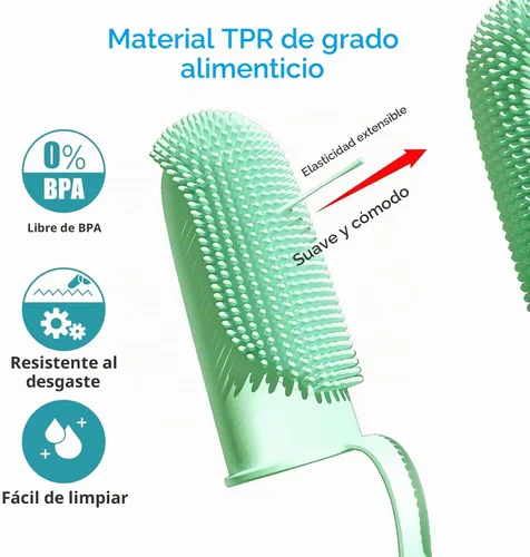 Vista 2 de Paquete de 2 cepillos de dientes para perro, cerdas envolventes de 135º para facilitar la limpieza de los dientes, cepillo de dientes para el Azul