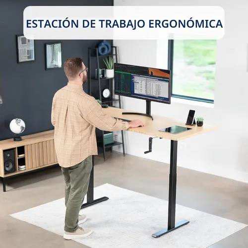Vista 5 de VIVO DESK-V101M - Marco de escritorio manual negro con manivela