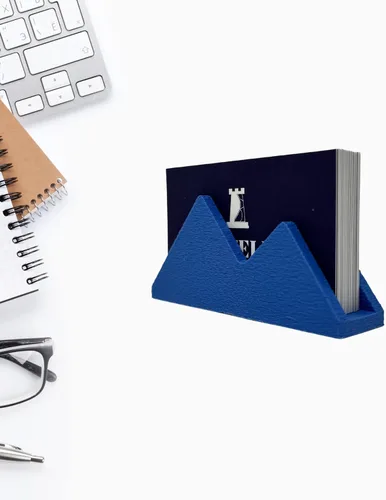 Vista 4 de Chatelet Mountain Silhouette Design - Soporte para tarjetas de visita Exhibe con estilo tarjetas de visita y decora escritorios de oficina (azul)