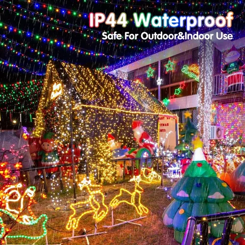 Vista 4 de Guirnalda de luces de Navidad de 403 pies para exteriores, 1000 luces LED con cambio de color, 11 modos y función de temporizador de memoria
