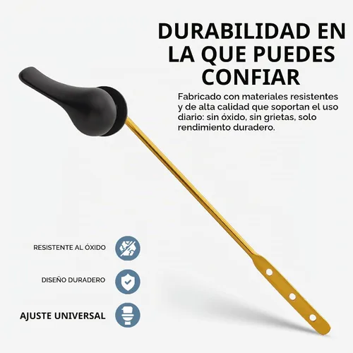 Vista 3 de Palanca de inodoro Qualihome negra - Palanca de descarga de inodoro de montaje frontal de color negro mate - Reemplazo universal - Diseño duradero