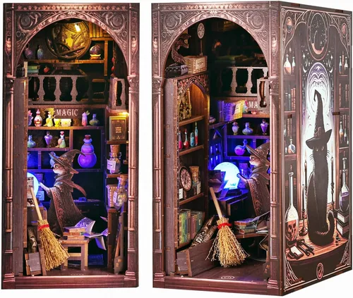 Vista 12 de Kit de manualidades 3D para rincón de lectura - Kit de casa en miniatura para adultos, adolescentes y principiantes, estantería de biblioteca