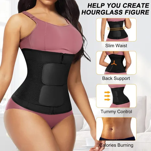 Vista 2 de CYDREAM Corsé de entrenamiento de cintura para mujer, faja de control de abdomen, faja de entrenamiento para el sudor, cinturón de apoyo
