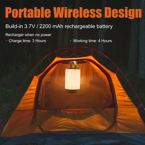 Vista 2 de Facon Linterna LED portátil con interruptor regulable táctil, lámpara inalámbrica recargable con batería para campamento al aire libre, lámpara