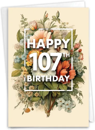 Vista 8 de NobleWorks Divertida tarjeta de felicitación de cumpleaños número 107 con sobre de 5 x 7 pulgadas (1 tarjeta) ecuación de edad - 107 C10609MBG