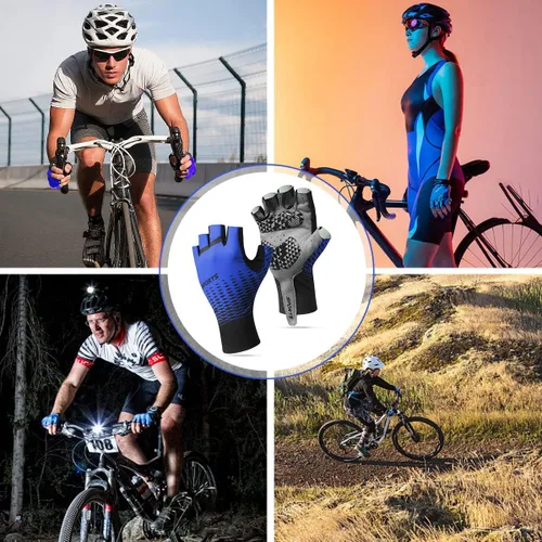 Vista 6 de YUNZSXJY Guantes de ciclismo de medio dedo, guantes de ciclismo de montaña para hombres y mujeres, guantes de bicicleta MTB