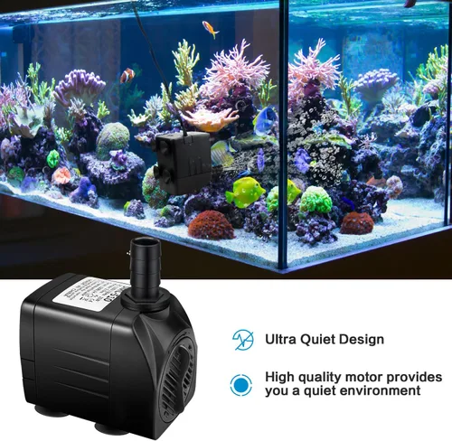 Vista 9 de Jhua Bomba de fuente de agua sumergible de 300 GPH (1100 L/H, 21 W), bombas de fuente ultra silenciosas sumergibles para exteriores con cable