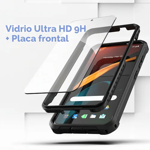 Vista 3 de Falcon Series ENCASED Belt - Funda protectora para Samsung Galaxy S24, con protector de pantalla de vidrio templado y clip de funda (negro)