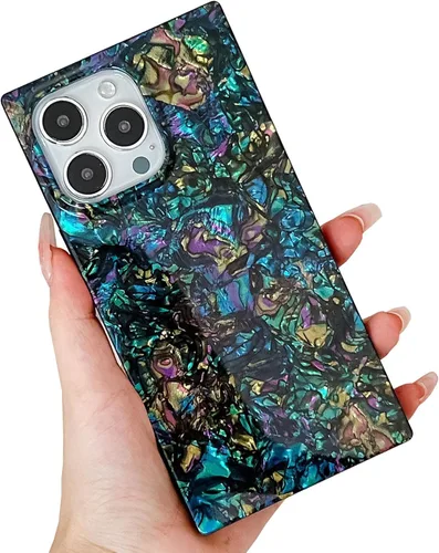 Vista 18 de Elegante Funda con Concha de Madre Perla para Niña Compatible con iPhone 14 de 6.1 Pulgadas, Funda Rectángulo con Borde, Elegante y delgada