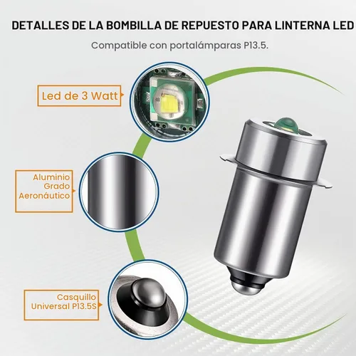 Vista 3 de Honoson 3 piezas 3-6v bombilla LED bombilla de repuesto 3w dc3v P13.5s LED linterna reemplazo