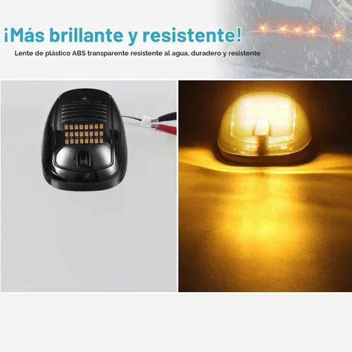 Vista 8 de Partsam 5X Luces Marcadoras Superiores Ámbar de 24 LED Ahumadas para Techo de Cabina 264146BK Conjunto con Arnés de Cables de Repuesto