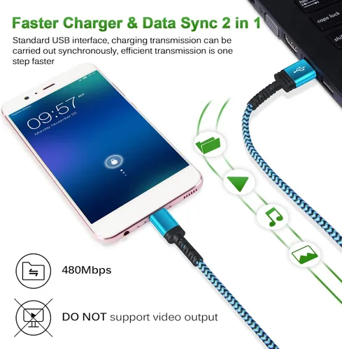 Vista 8 de Paquete de 3 cables USB tipo C para Samsung S26 S25 S24 S23 de carga rápida USB C a USB A Android Phone C para Galaxy S26Ultra/A17 A16 5G/Z