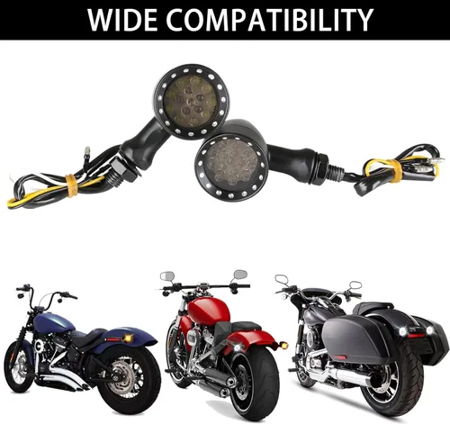 Vista 7 de DREAMIZER - Luces de señal de giro para motocicleta, color negro, 15 LEDs, diseño de bala, luces indicadoras delanteras y traseras, luz blanca y Luz