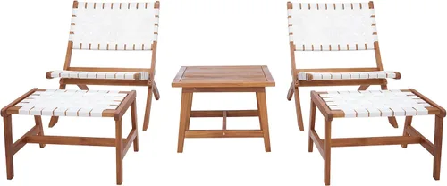 Vista 11 de SAFAVIEH Outdoor Collection PAT7078C - Juego de patio de madera de acacia de 5 piezas, color negro y negro Negro/Negro