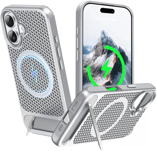 Vista 54 de Funda magnética de disipación de calor para iPhone 13 Pro Max, para MagSafe, protección contra caídas Coolingf, funda con función atril ajustable