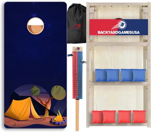 Vista 30 de CornholeGamesUSA Pro - Juego de tablas de Cornhole Fabricado en Estados Unidos Abedul báltico 3/4 Sin rebote Patas triples gruesas Dos