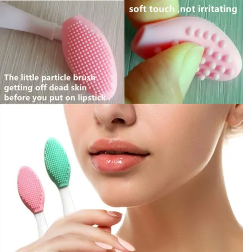 Vista 6 de 3 piezas de cepillo exfoliante para labios, exfoliador de labios, herramienta de cepillo para labios de silicona de doble cara para hombres