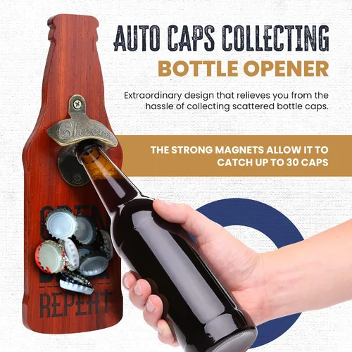 Vista 5 de Abrebotellas de cerveza edición limitada montado en la pared, accesorios de cueva de hombre, abridor de cerveza, abridor de botellas magnético