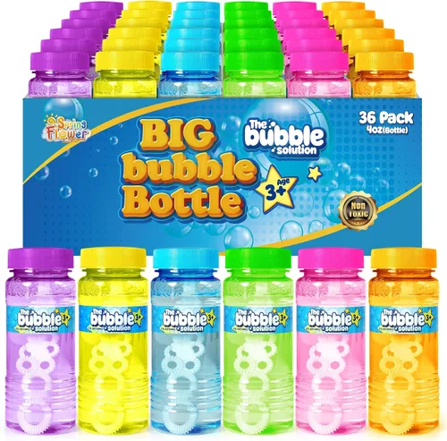 Vista 10 de SpringFlower 6 botellas de burbujas con varita, recuerdos de fiesta de burbujas para niños, juguetes de verano, juguete novedoso de solución