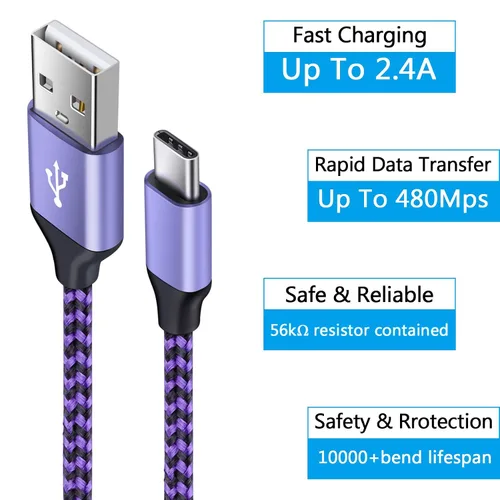 Vista 4 de Paquete de 4 cables de carga rápida para iPhone 16 15 Pro, 15/16 Pro Max, 15/16 Plus, 16/15 16e, cargador USB tipo C, cable de teléfono Android