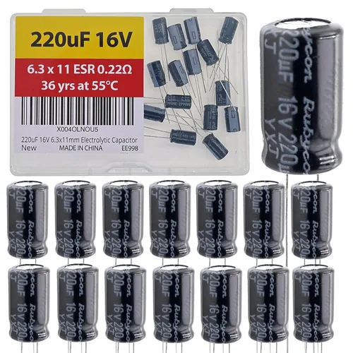 Vista 15 de 100uF 50V 8X11.5mm Rubycon Electrolytic Capacitor Low ESR 0.17Ω Long Life 36yrs at 55 Degree C mfd mircofarad Micro Farad C Radial Lead Aluminum