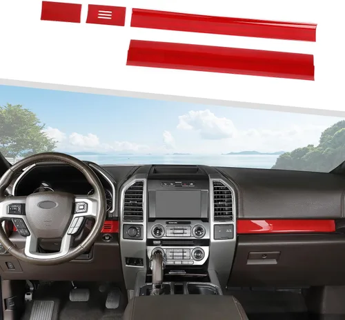 Vista 8 de Jimen Compatible con Ford F150 2015-2020, 4 Piezas Cubierta del Panel de la Consola Central Accesorios de Moldura Interior (Grano de Madera Negra)