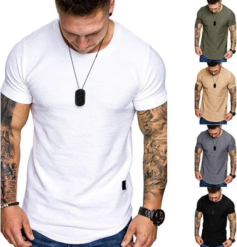 Vista 5 de Camiseta deportiva de algodón para hombre gimnasio y entrenamiento