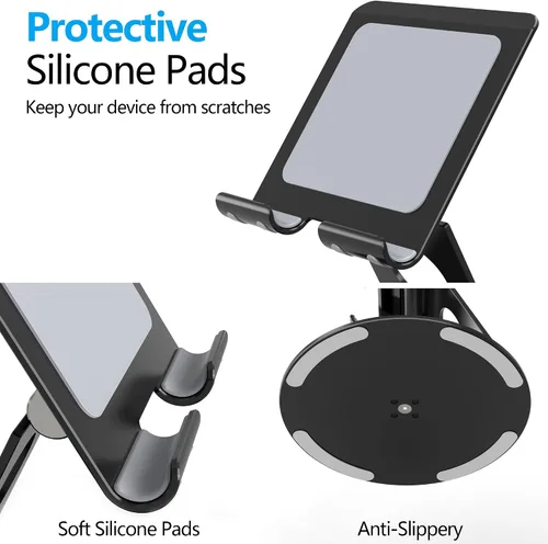 Vista 7 de Swivel Tablet Stand, Aluminum Portable 360°Rotating Adjustable Tablet Holder for All 4-12.9’’ iPad Surface Samsung Phone Tablet Kindle E-Reader and