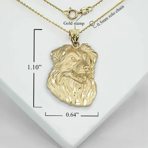 Vista 2 de Colgante de oro amarillo pulido de 10 quilates con diseño de cabeza de perro y animal