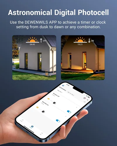 Vista 4 de DEWENWILS Transformador de bajo voltaje inteligente de 200W para paisaje, impermeable, programador y temporizador, compatible con Alexa y Google