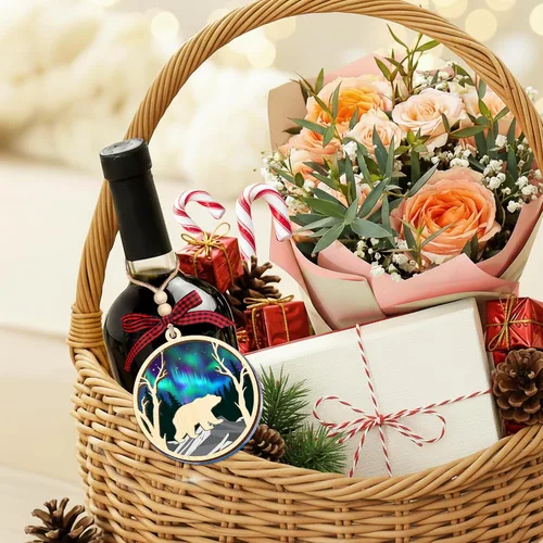 Vista 7 de HEXMOZ Adornos de Oso para Árbol de Navidad - Regalos de Osos para Mujeres, Hombres, Amantes de los Osos - Adorno de Navidad de Osos, Ideas