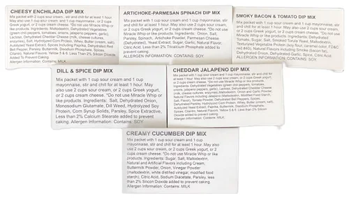 Vista 5 de Spice Exchnage - Paquete de 7 mezclas de inmersión de cebolla francesa - Mezcla de salsa de eneldo y especias - Mezcla de salsa de alcachofa