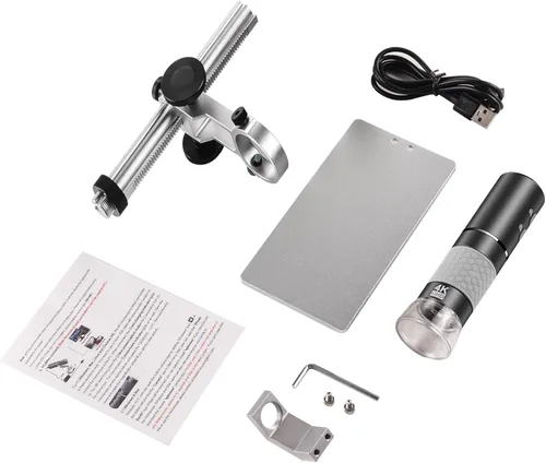 Vista 7 de Cámara de microscopio digital WiFi 4K 3840x2160p con soporte de metal ajustable, microscopio portátil inalámbrico para iPhone teléfono Android