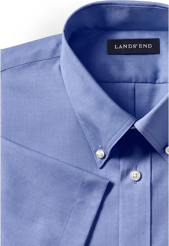 Vista 4 de Lands' End School Uniform Men's Short Sleeve No Iron Pinpoint Dress Shirt