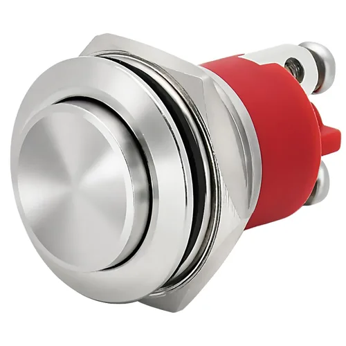Vista 10 de 2 piezas de interruptor de botón de presión de 19 mm, negro, momentáneo, impermeable IP67, metal, plano, redondo, 3/4 pulgadas, 12 V, 24 V, 36 V