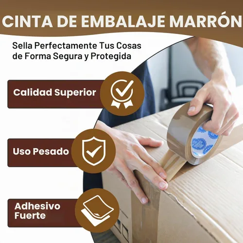 Vista 6 de Cinta de embalaje marrón de 2 pulgadas, 2.0 mils, 110 yardas, alta resistencia a la tracción para envío, sellado y embalaje de cajas de mudanza