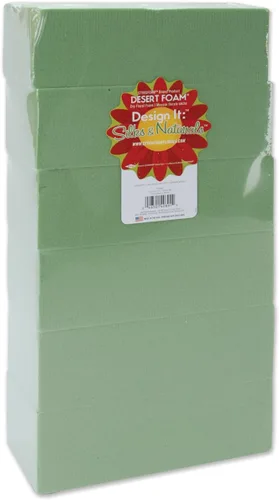 Vista 2 de FloraCraft bloques de espuma seca, 2.625 por 3.5 por 7.875 pulgadas, verde, paquete de 6.